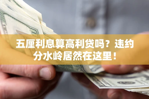武汉五厘利息算高利贷吗？违约分水岭居然在这里！